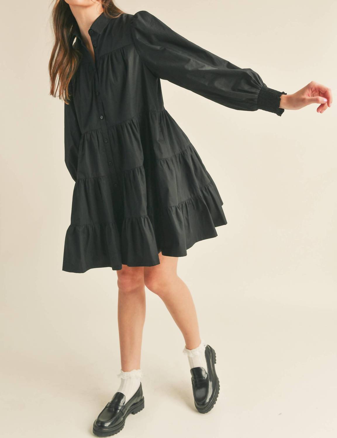&Merci - Tiered Button Down Mini Dress