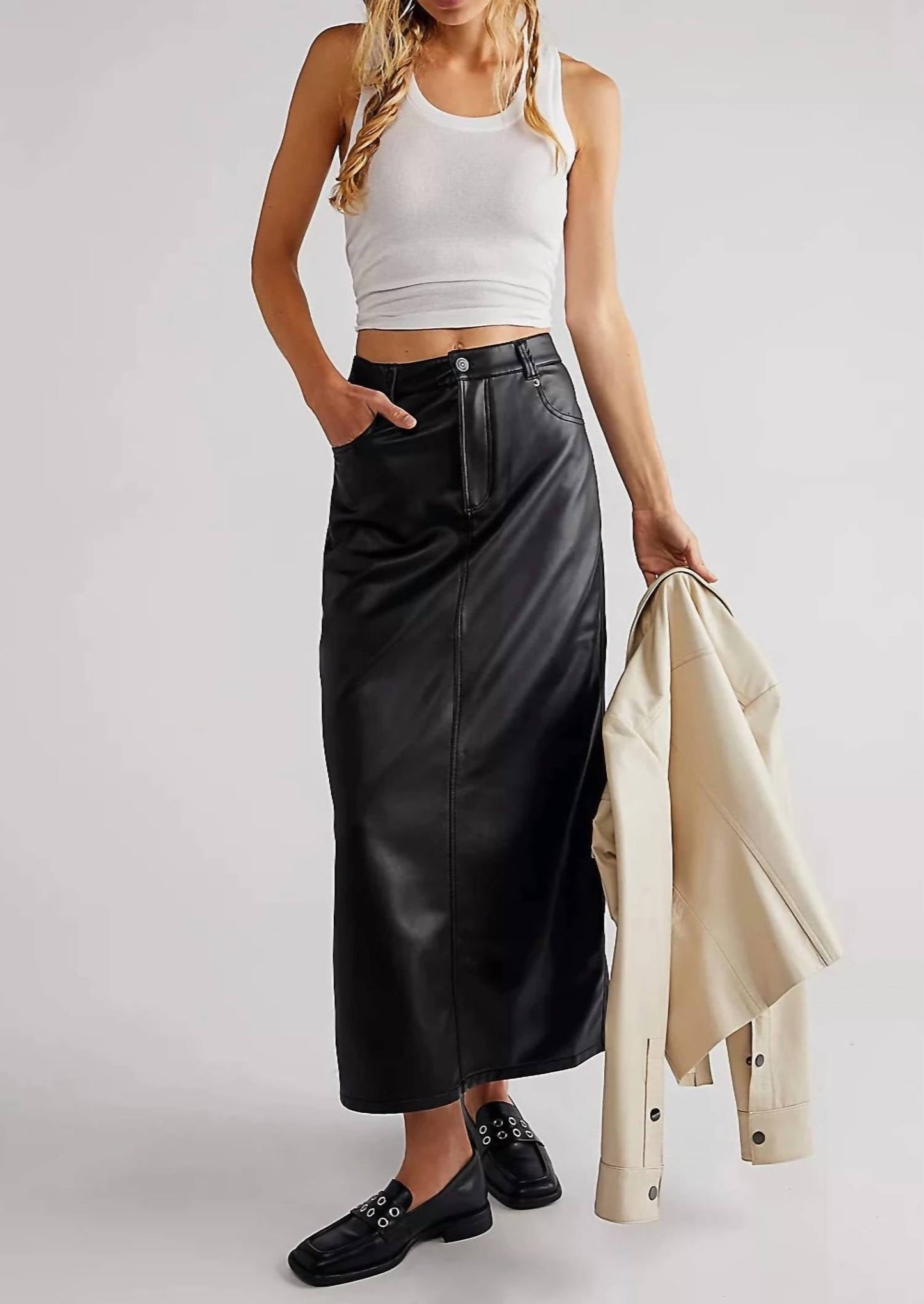 Free People - City Slicker Vegan Maxi Skirt