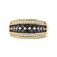Men's 14K Yellow Gold Plated .925 Sterling Silver 1 1/2 Cttw White and Black Treated Diamond Cluster Ring (Black / I-J Color, I2-I3 Clarity) - Size 10
