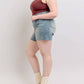 Judy Blue - High Waist Vintage Wash Side Slit Denim Short