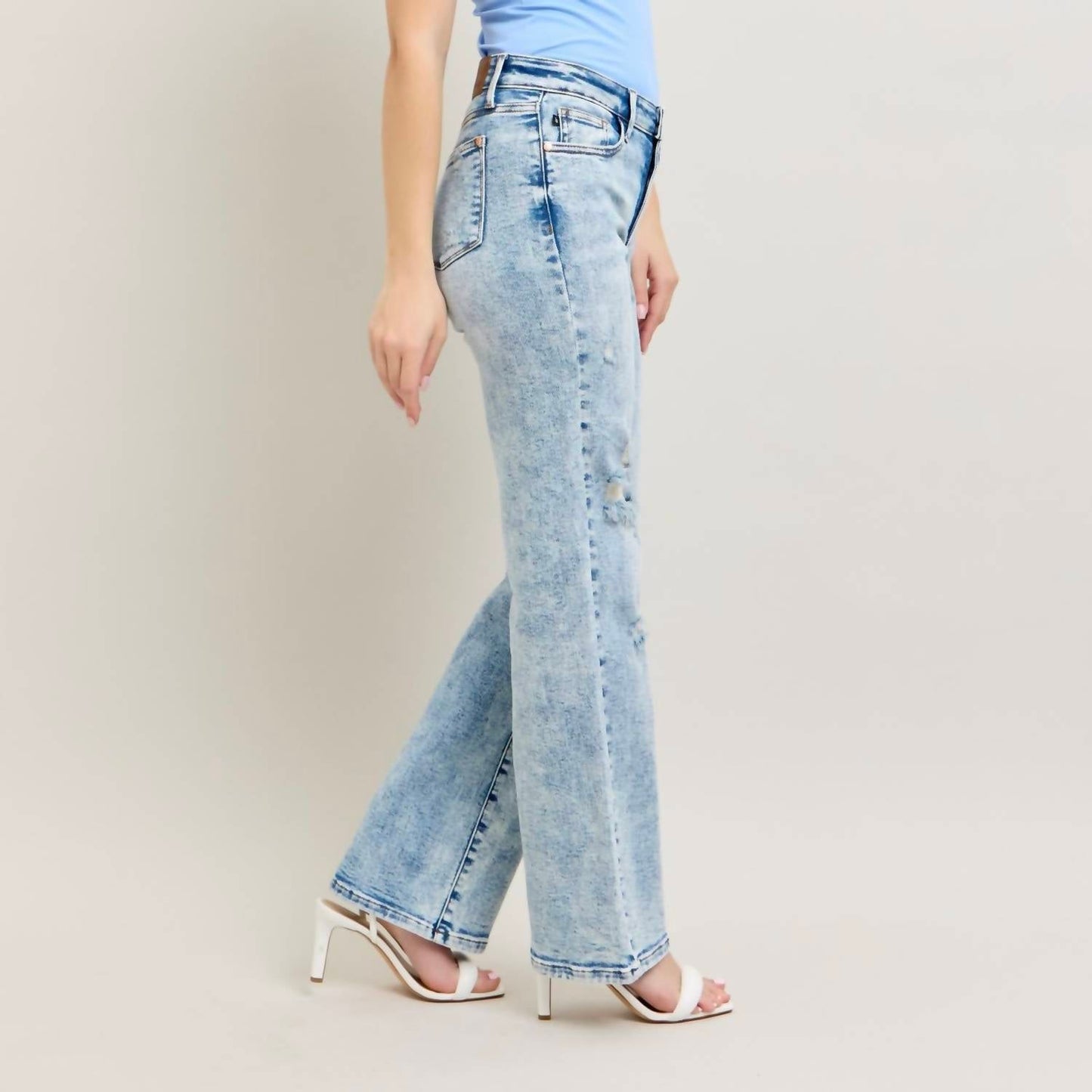 Judy Blue - High Waisted Mineral Wash Destroy 90's Straight Leg Jeans