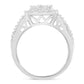 10K White Gold Diamond Cluster Ring (1 Cttw, H-I Color, I1-I2 Clarity) - Size 6-3/4