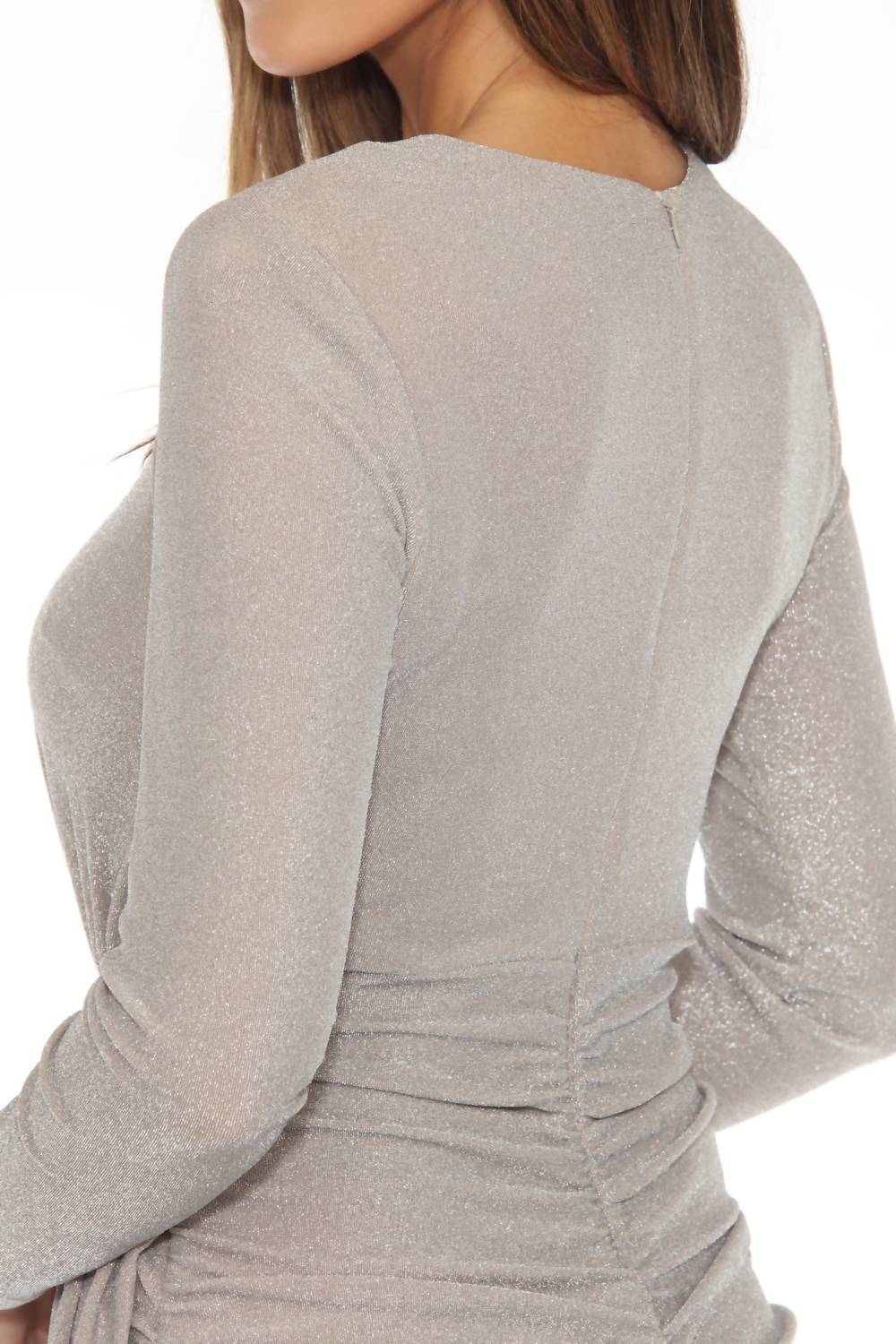 Joseph Ribkoff - Metallic Draped Shirred Sheath Dress