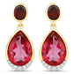 7.98 Carat Genuine Pink Topaz, Rhodolite Garnet and White Diamond .925 Sterling Silver Earrings