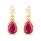 1.65 Carat Genuine Ruby and White Diamond 10K Yellow Gold Earrings
