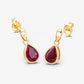 1.65 Carat Genuine Ruby and White Diamond 10K Yellow Gold Earrings