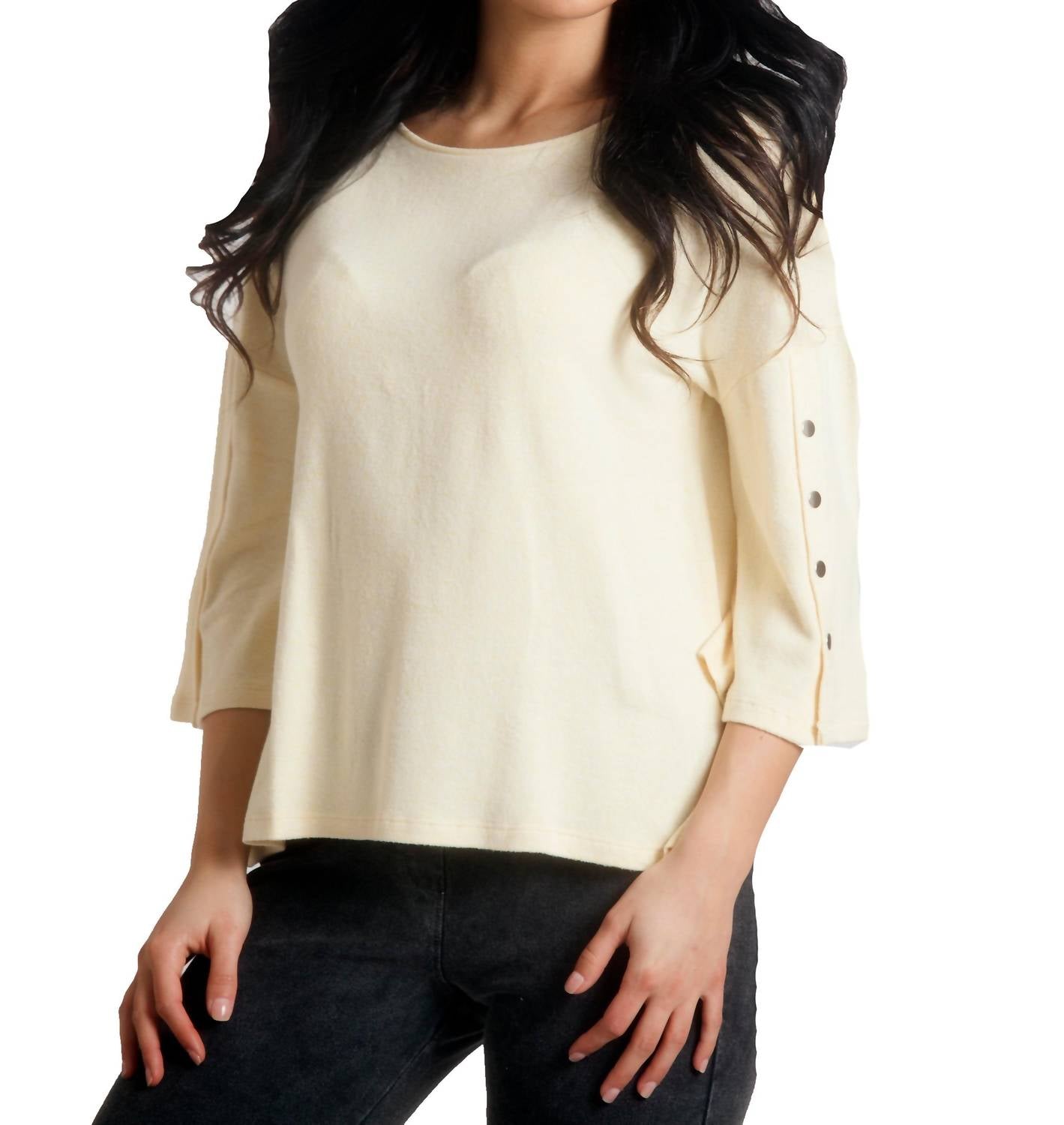 French Kyss - Adriana Kashmira 3/4 Button Sleeve Sweater