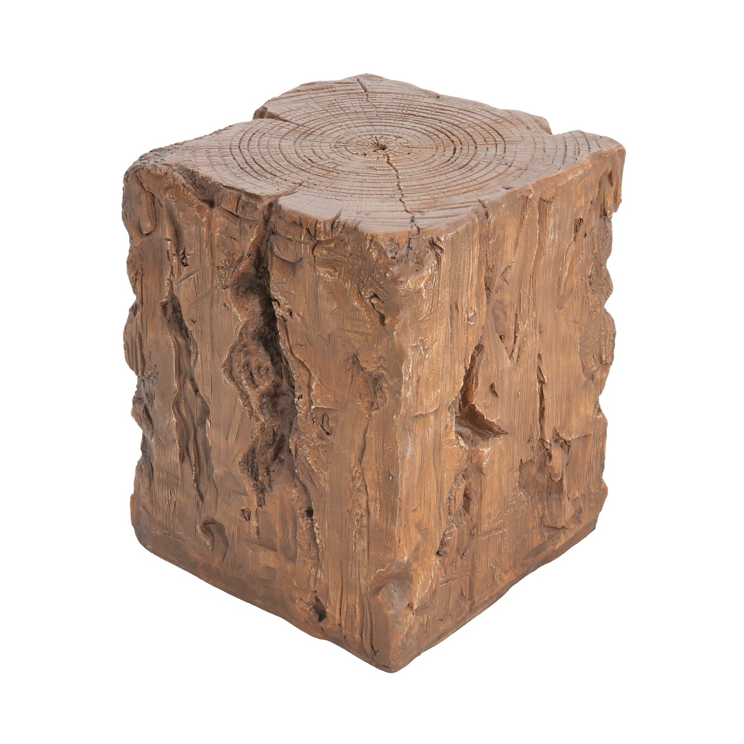 Amira Outdoor and Indoor Stump Shape MGO Side Table Brown Finish