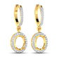 0.32 Carat Genuine White Diamond 14K Yellow Gold Semi Mount Earrings - holds 8x6mm Oval Gemstones