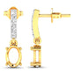 0.14 Carat Genuine White Diamond 14K Yellow Gold Semi Mount Earrings - holds 7x5mm Oval Gemstones