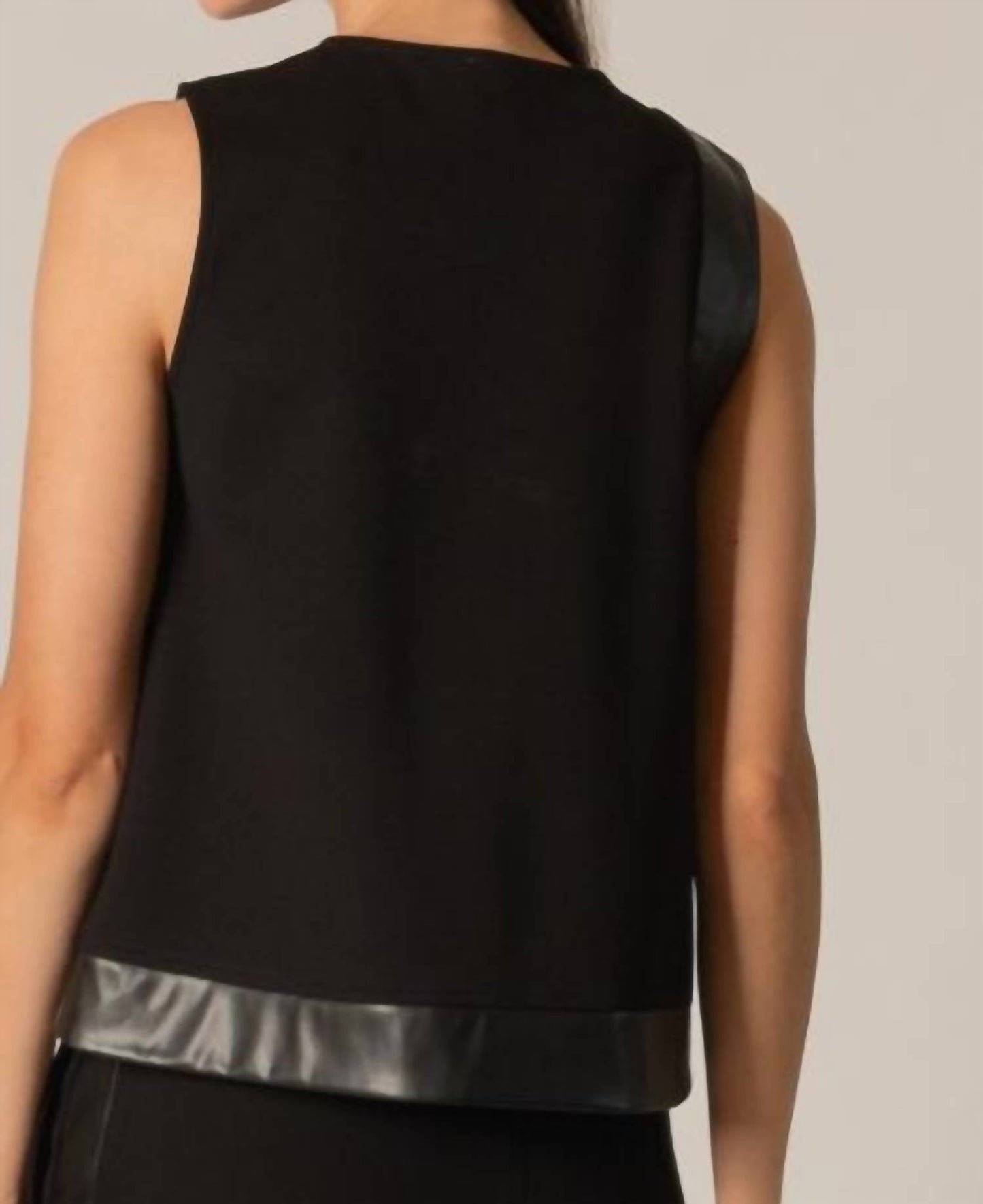P.Cill - Faux Leather Contrast Top