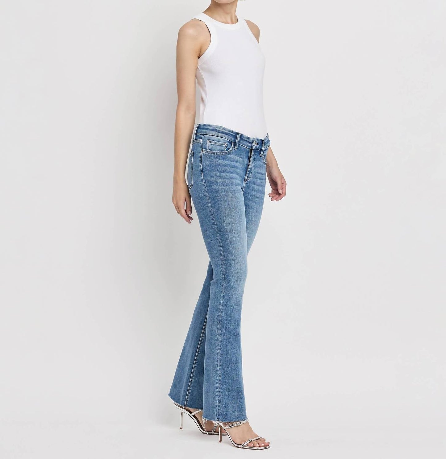 Vervet By Flying Monkey - Mid Rise Raw Hem Bootcut Jeans