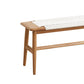 Design Natural Oak Wood Dining Bench with Handwoven Cane Seat in White