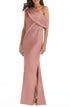 social-bridesmaids-draped-one-shoulder-convertible-column-gown-in-desert-rose-size-x-large