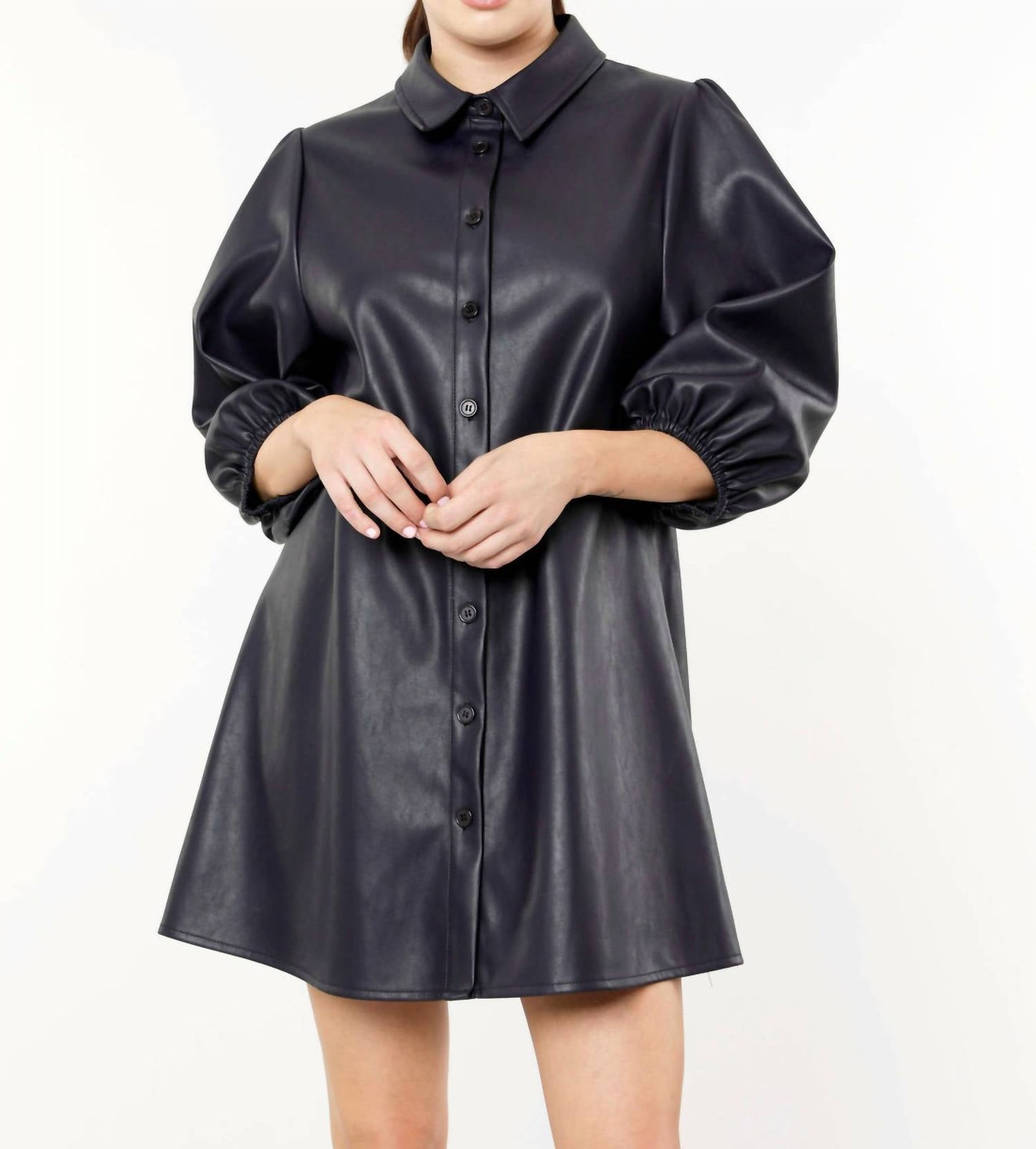 Dolce Cabo - Everywhere Leather Dress with Puff Sleeves