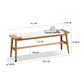 Design Natural Oak Wood Dining Bench with Handwoven Cane Seat in White