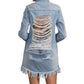 Bibi - LONG DENIM JACKET WITH BIG RIPPED POINT