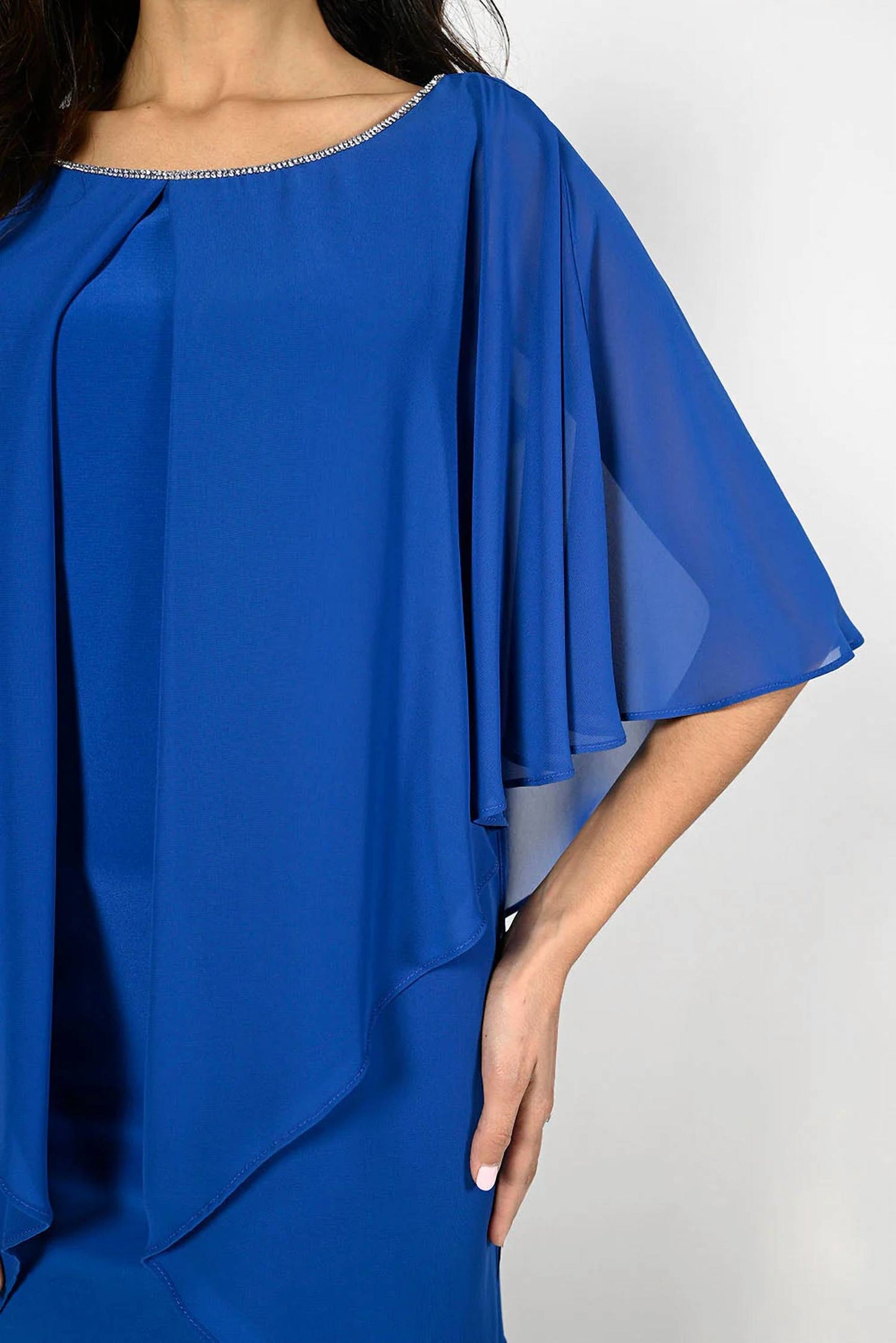 Frank Lyman - Woven Dress With Chiffon Overlay