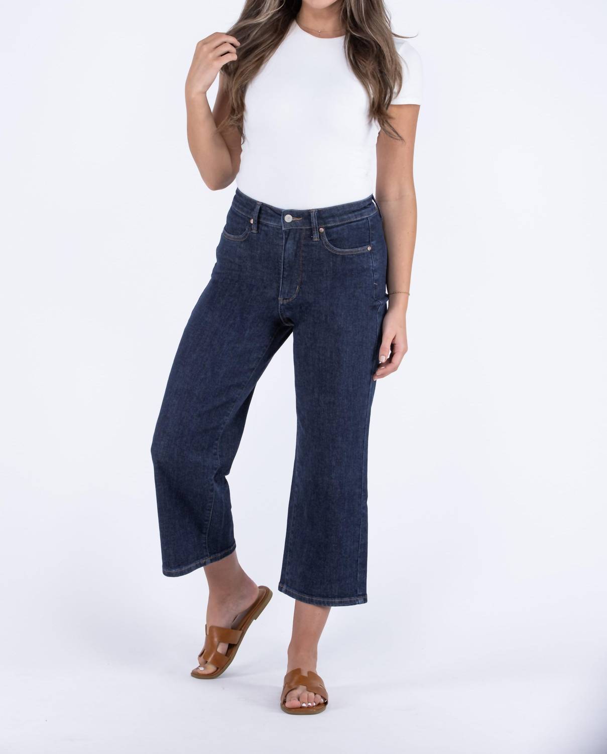 Judy Blue - Vintage Blues High-rise Tummy Control Crop Wide Leg Jeans