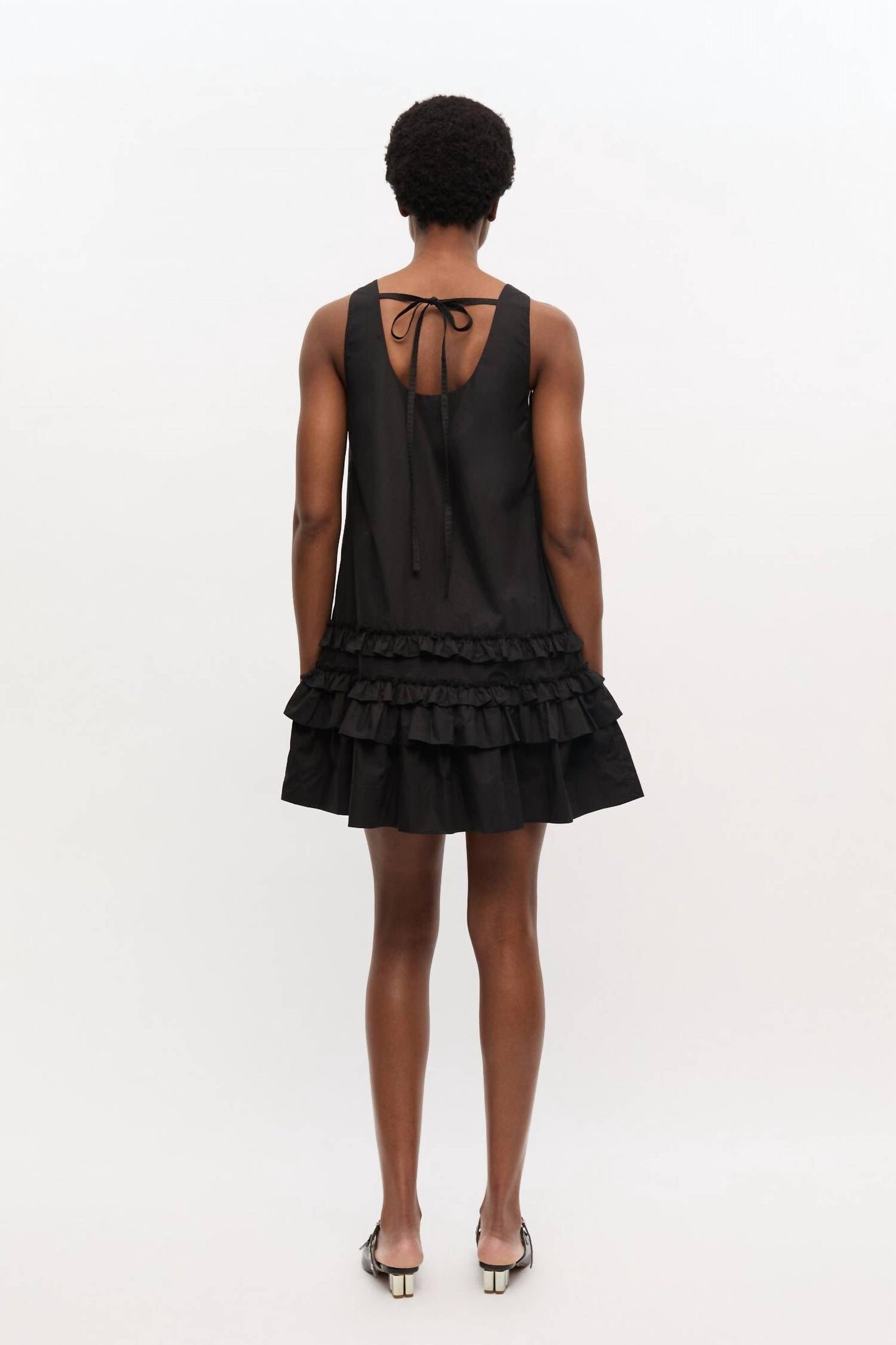 Ganni - Women's Cotton Poplin U Neck Mini Dress