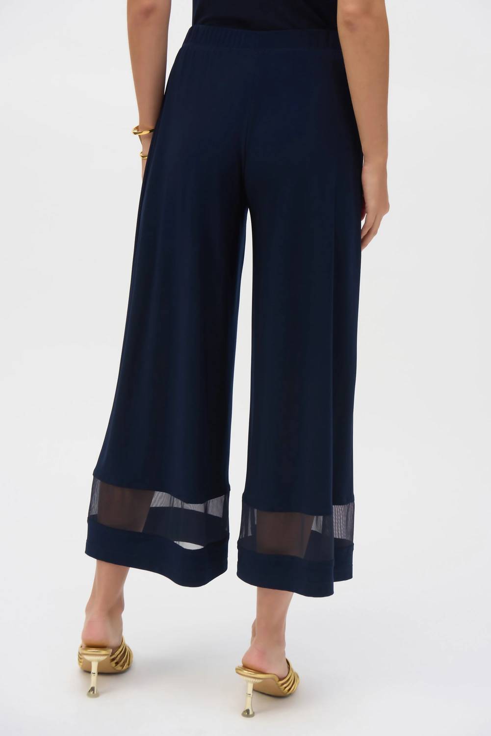 Joseph Ribkoff - High Waist Mesh Insert Wide Leg Pants