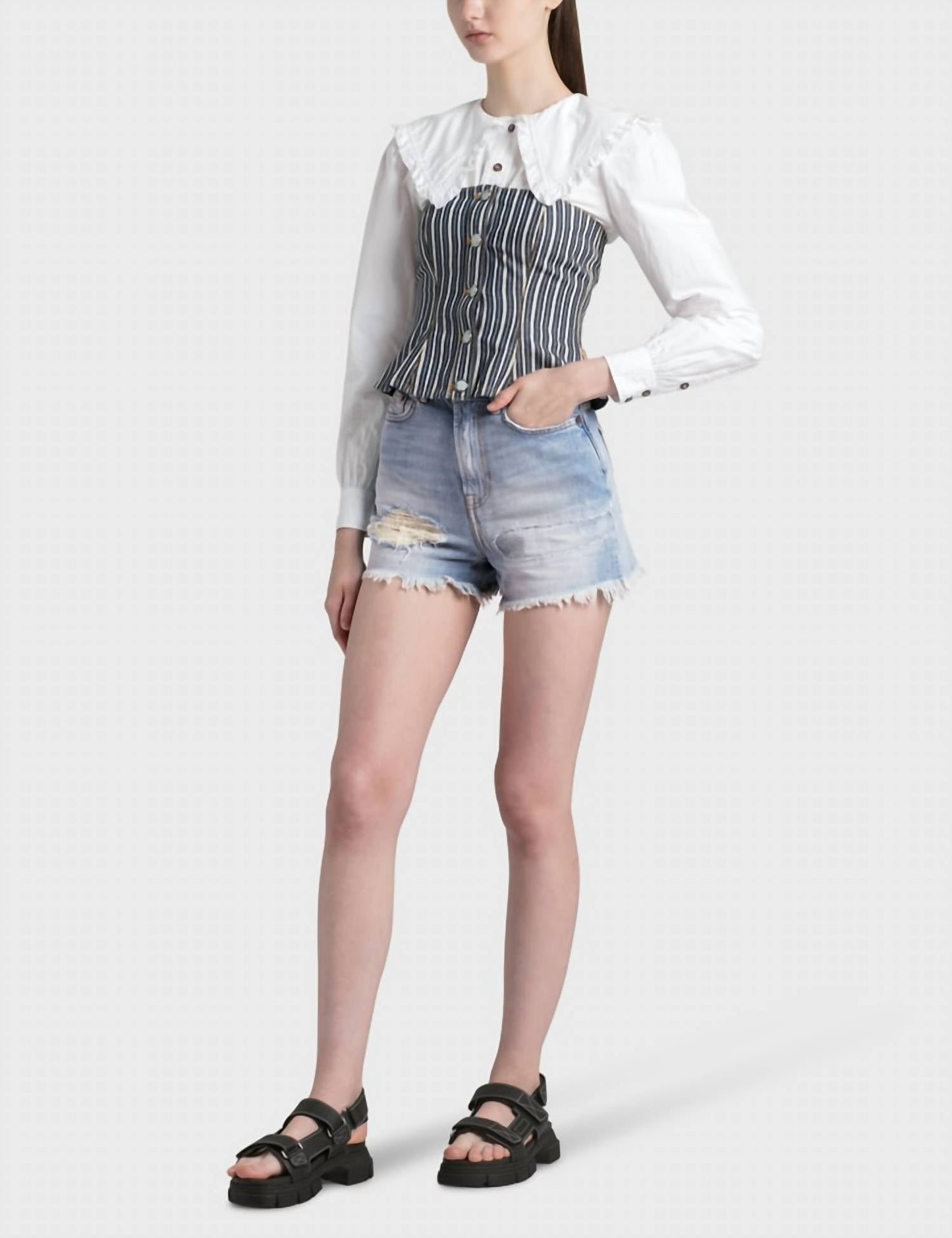 Ganni - Cotton Poplin Fitted Shirt