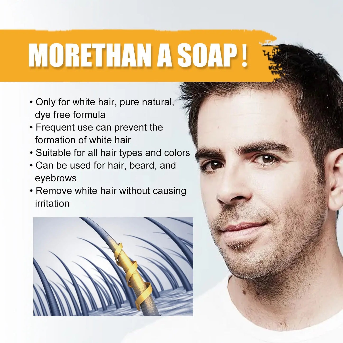 East Moon Men’s Grey Coverage Black Hair Soap Bar