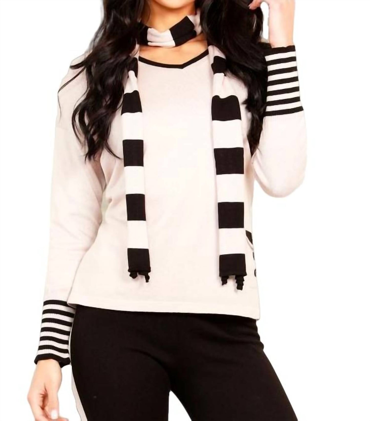 Angel Apparel - V-Neck Sweater with Scarf
