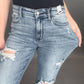 Judy Blue - Sandra Destroyed Mid Rise Straight Leg Jeans