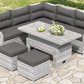 Outdoor Furniture Set Patio Rattan with Recliners and Tables