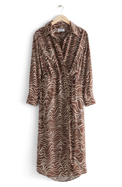 other-stories-long-sleeve-asymmetric-wrap-midi-dress-brown