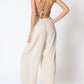 Aakaa - Iris Cowl Tie Back Neck Backless Belted Jumpsuit