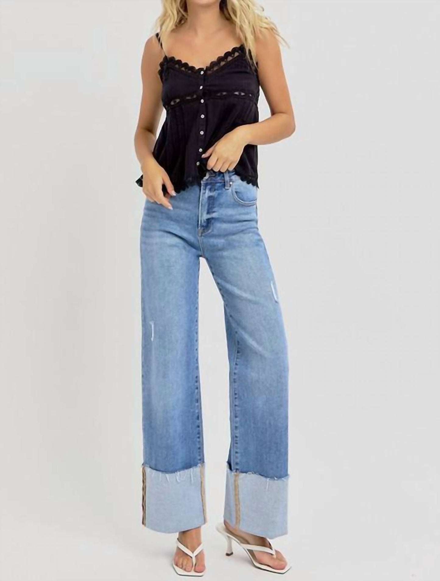 Risen - High Rise Wide Cuff Jeans