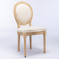 French Style Solid Wood Frame Linen Back Dining Chair Set of 2
