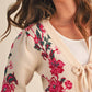 &Merci - Floral Knit Tie-front Cropped Sweater Cardigan