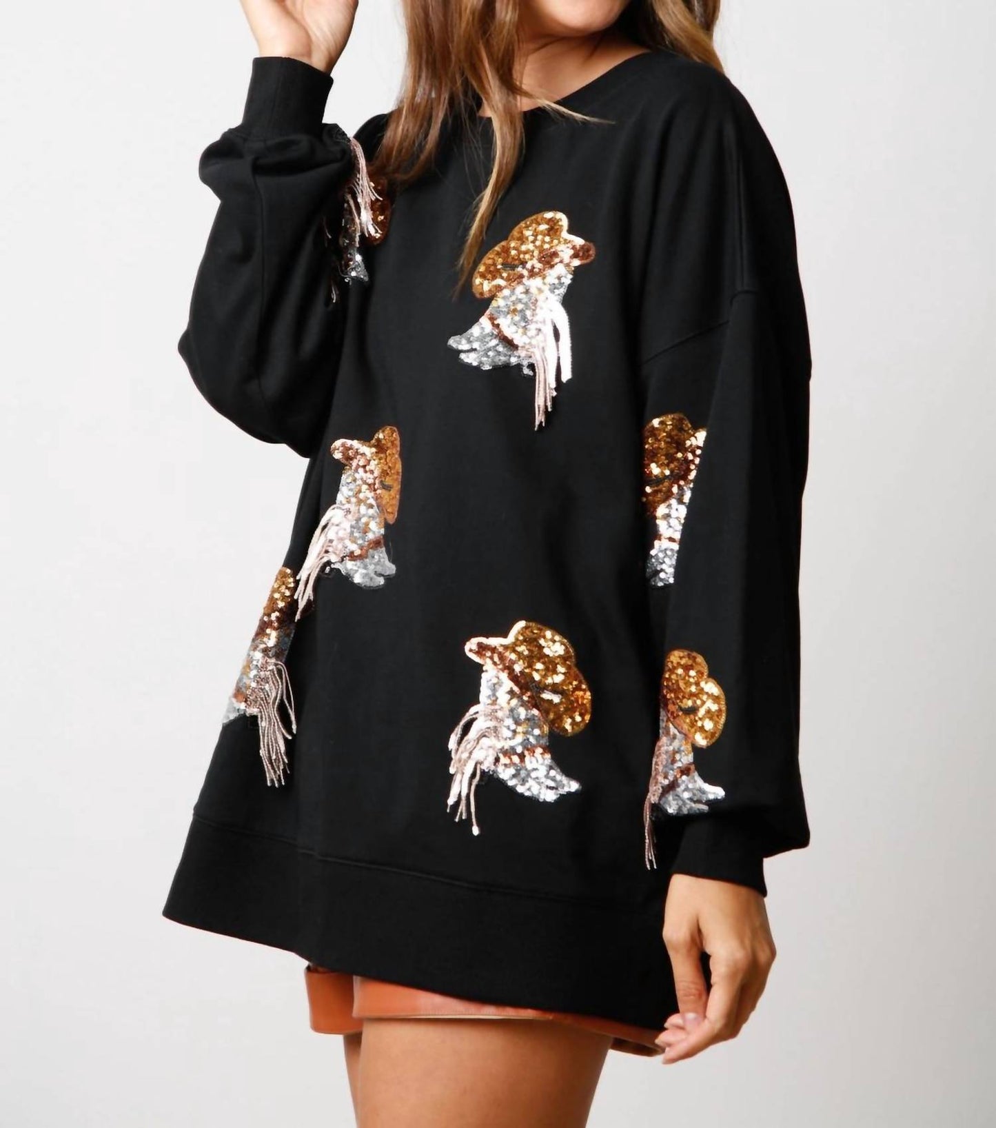 Fantastic Fawn - Boots & Hats Sequin Pull Over