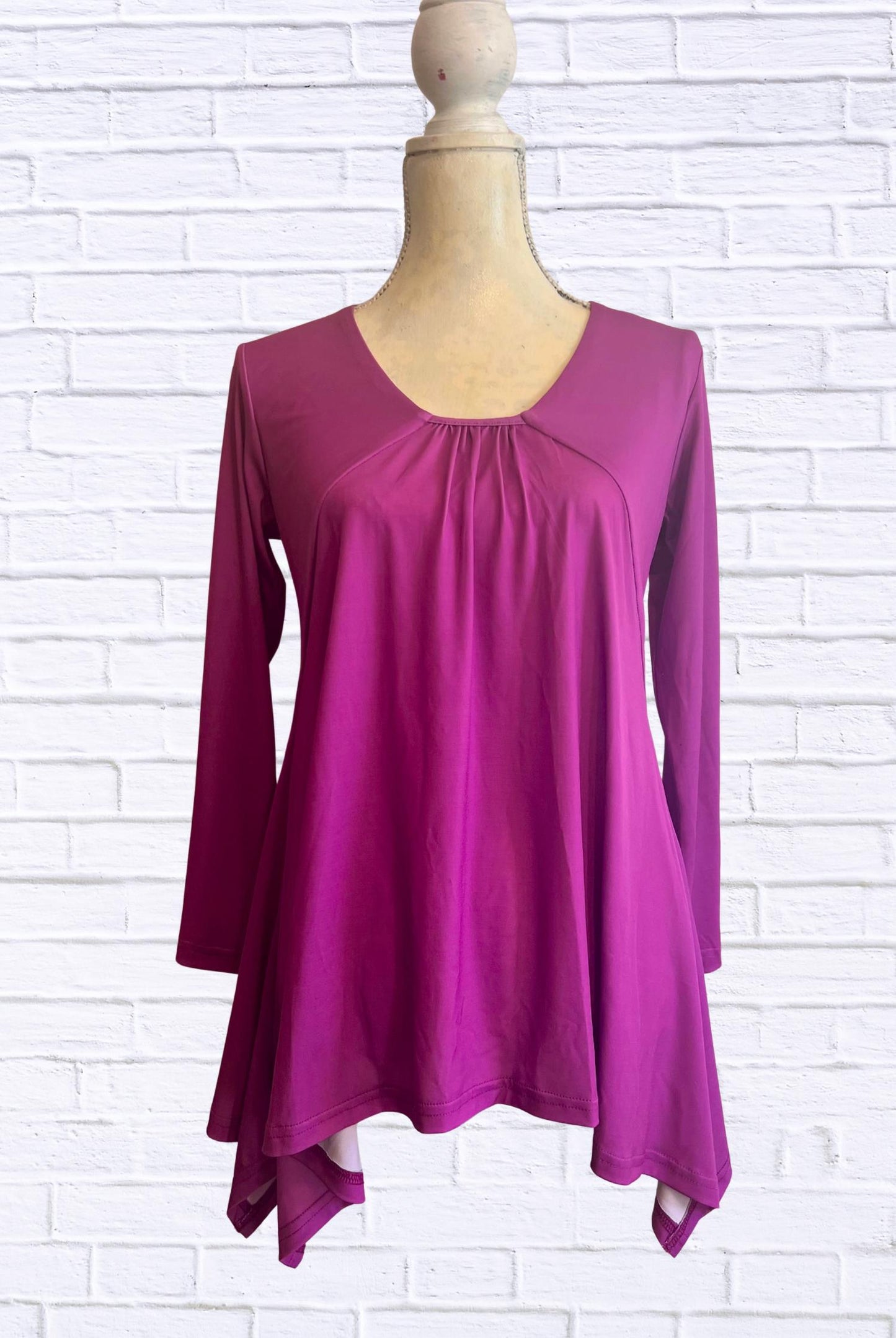 Diva Usa - Sibella Pleated Front Long Sleeve Blouse