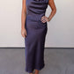 Allie Rose - Midnight Satin Midi Dress