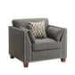 Laurissa Light Charcoal Linen Chair with 3 Pillows