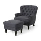 Enchante Living Room Set With Tufted Back Club Chair And Ottoman