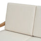 Outdoor Acacia Wood Loveseat with Cushions, Natural Finish with Beige Fabric