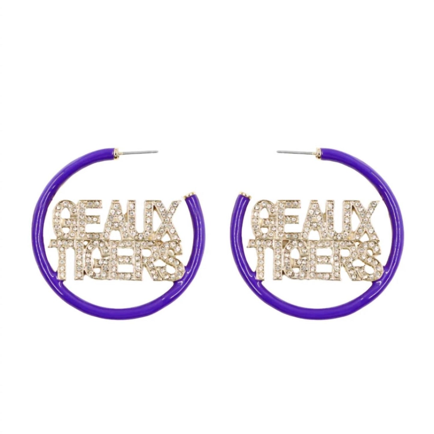 Brianna Cannon - Women's Lsu Pave Hoop Earrings