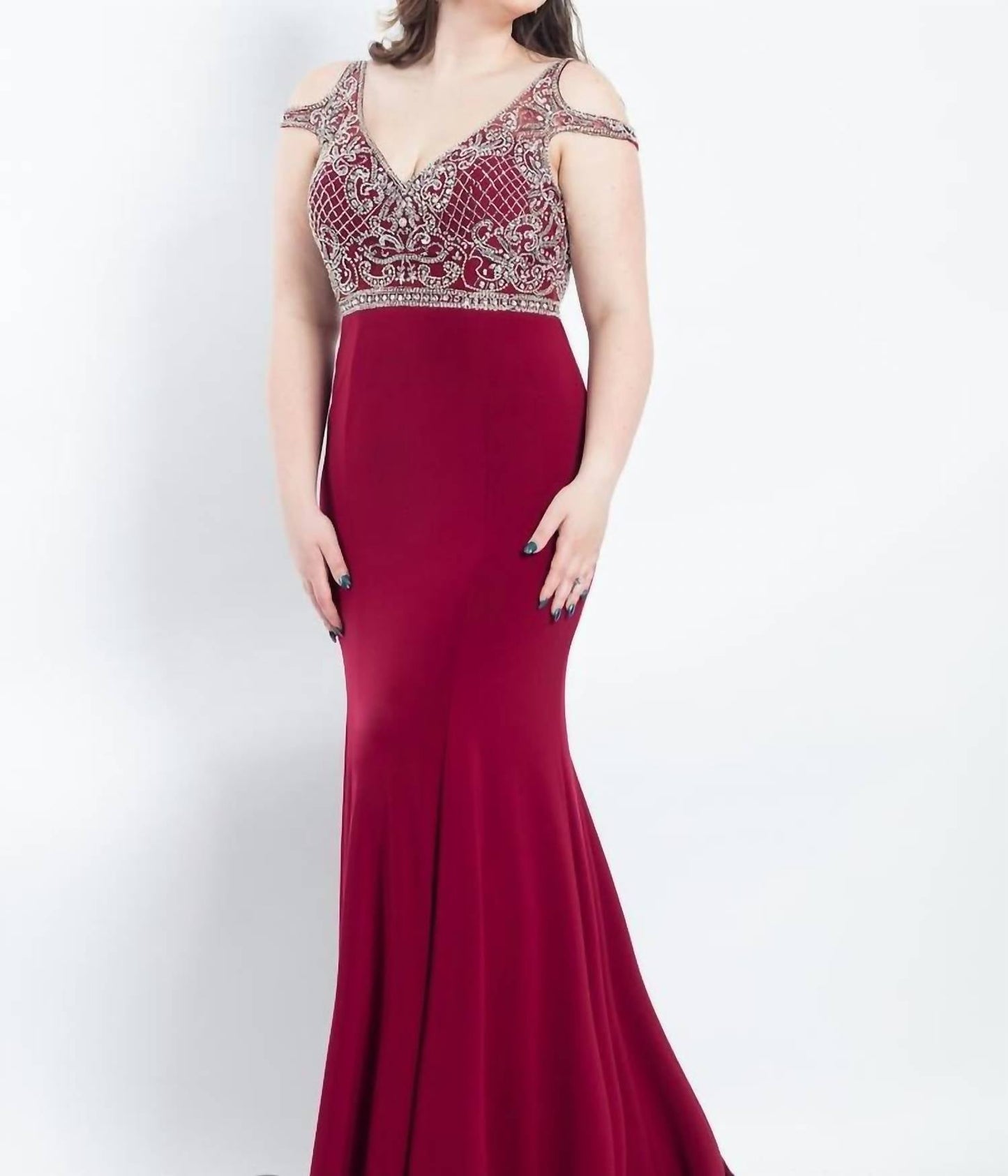 Rachel Allan - Beaded Jersey Prom Dress