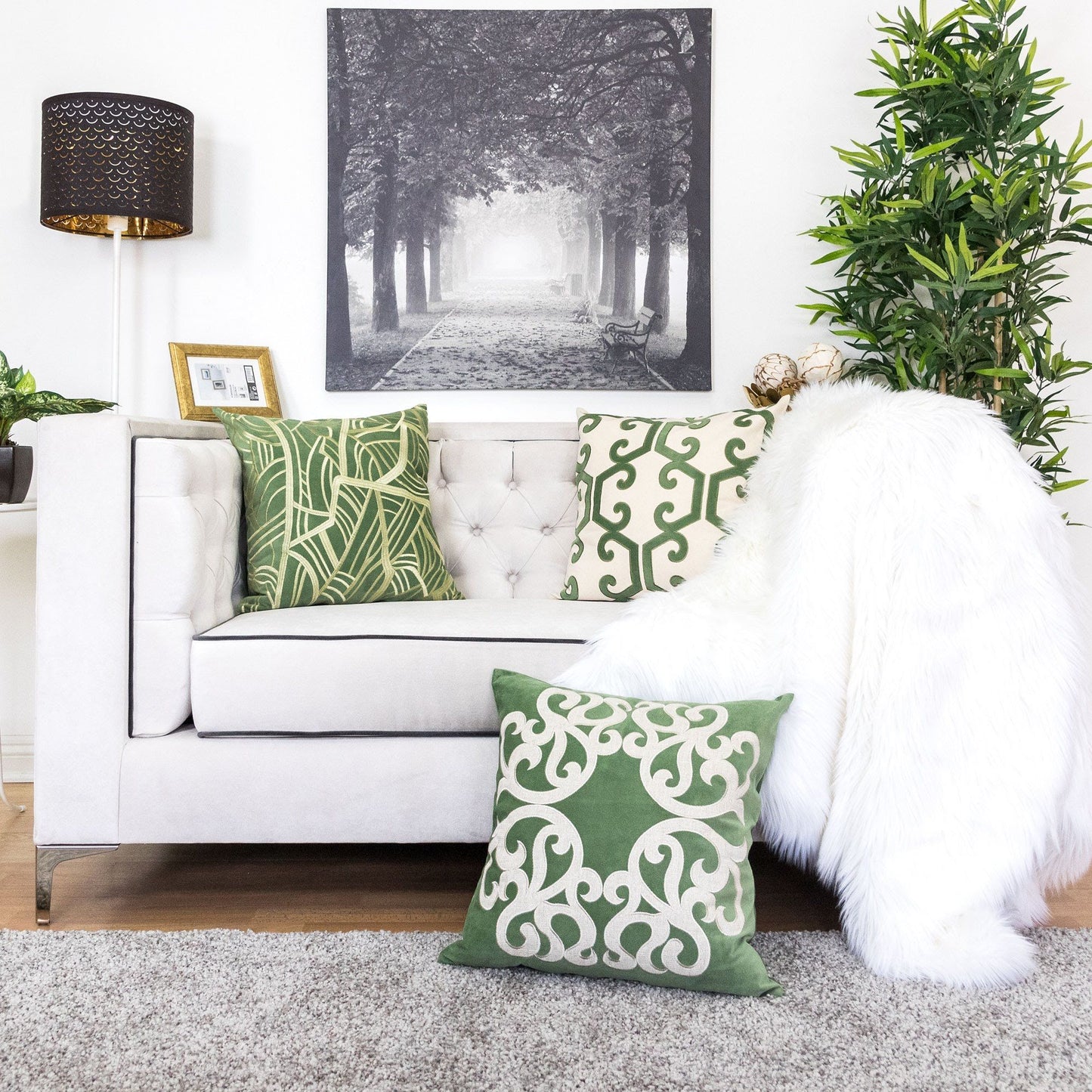 डोरा विंटेज वाइन पिलो कवर छिपी हुई ज़िपर के साथ (2 का सेट) - हरा