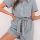 Aapparella - Pinstripe Collared Belted Romper