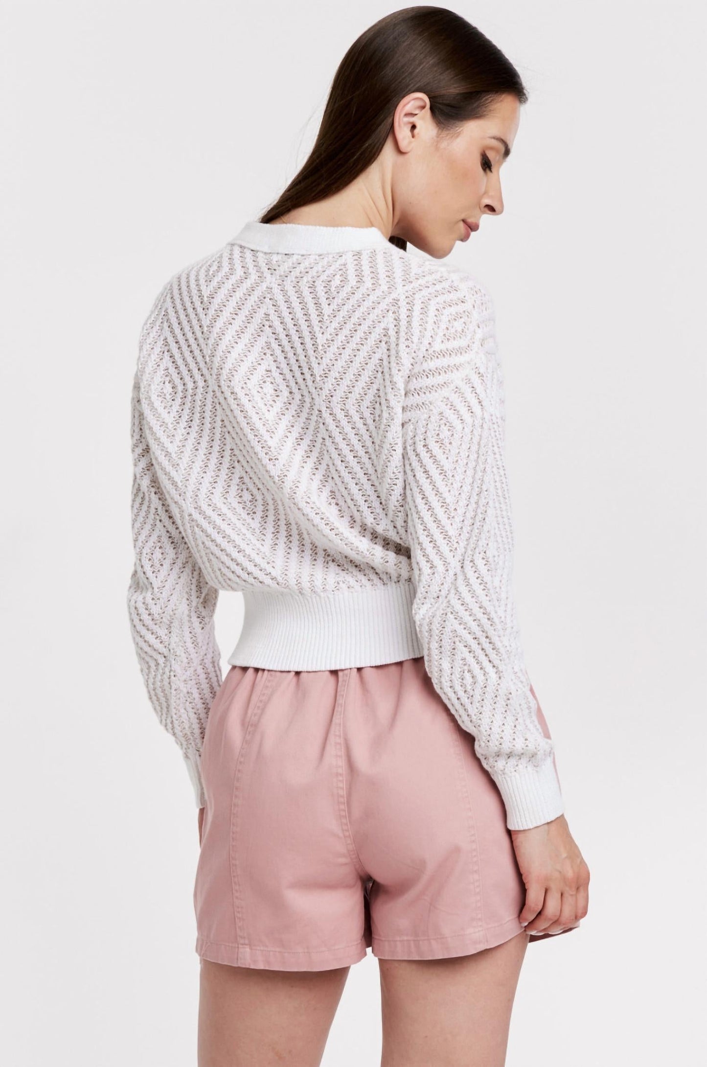 Another Love - Diamond Pattern V-neck Cardigan