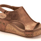 Corkys Footwear - द कार्ली फॉक्स लेदर वेज सैंडल