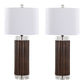 Cylinder Fluted Contemporary Polyresin Table Lamp Set of 2