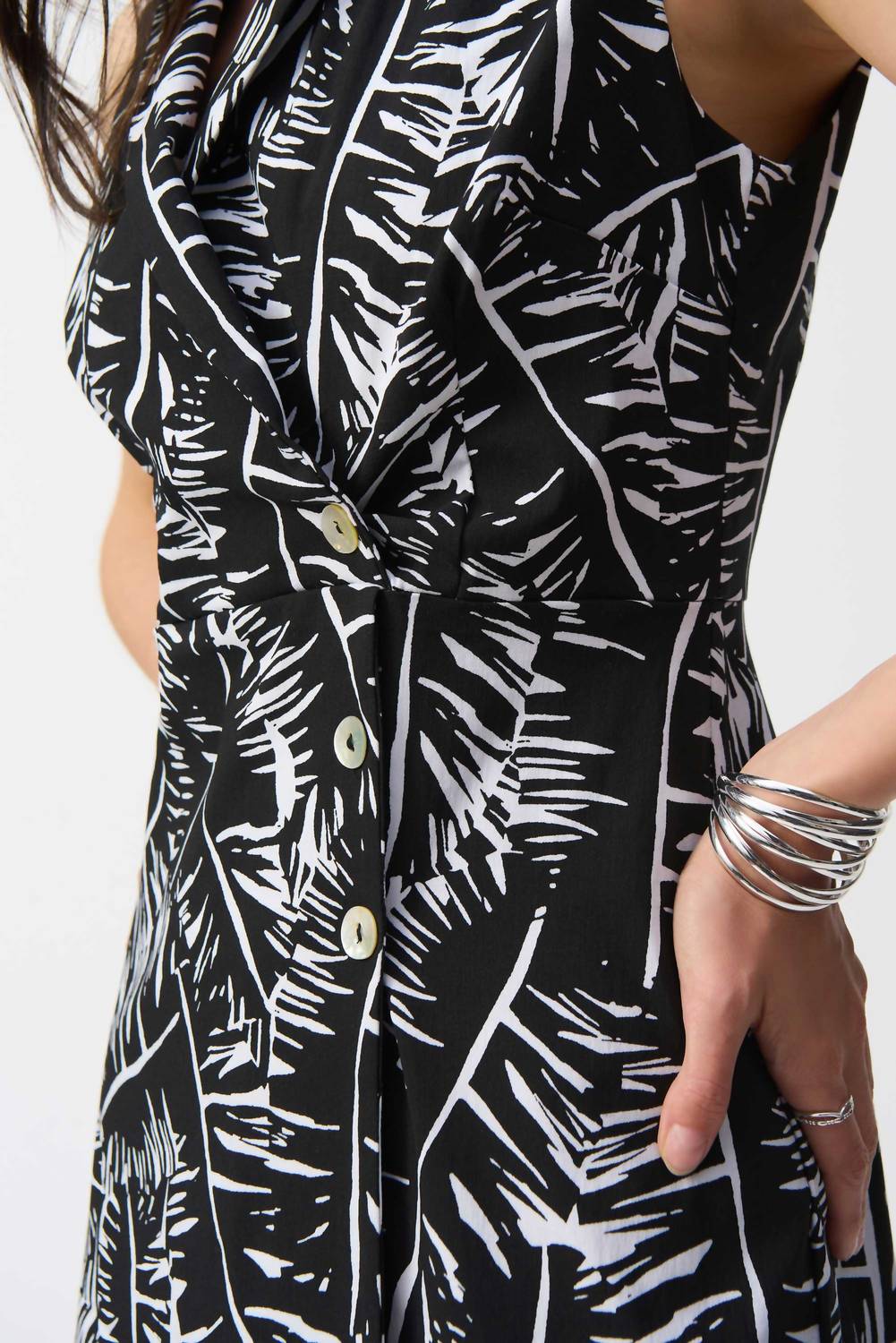 Joseph Ribkoff - Leaf Print Sleeveless A-line Dress