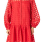2.7 August Apparel - CHECK ORGANZA BUTTONED LONG SLEEVE MINI DRESS